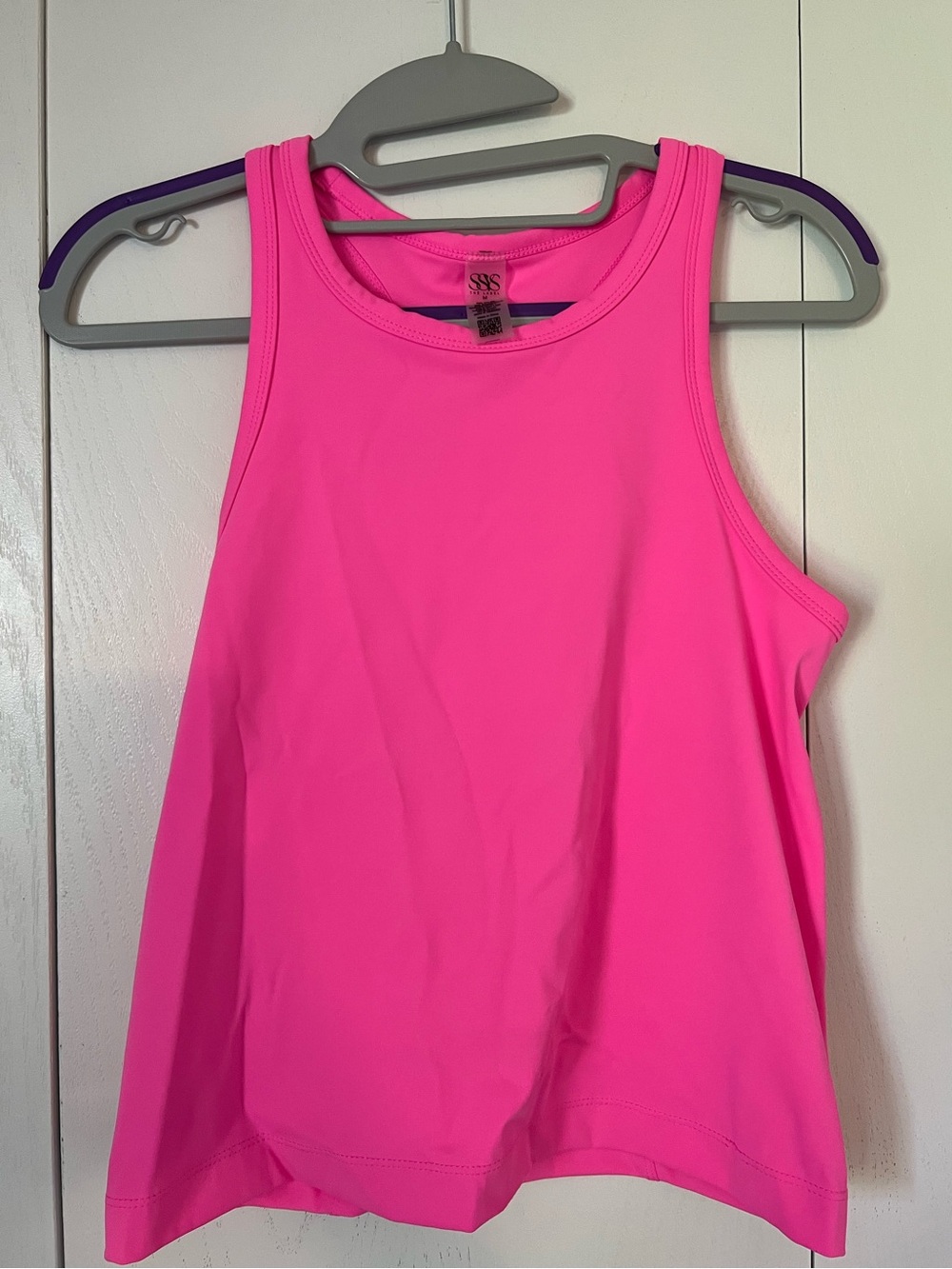 SSYS Neon Pink Solid Fitted Racerback Tank